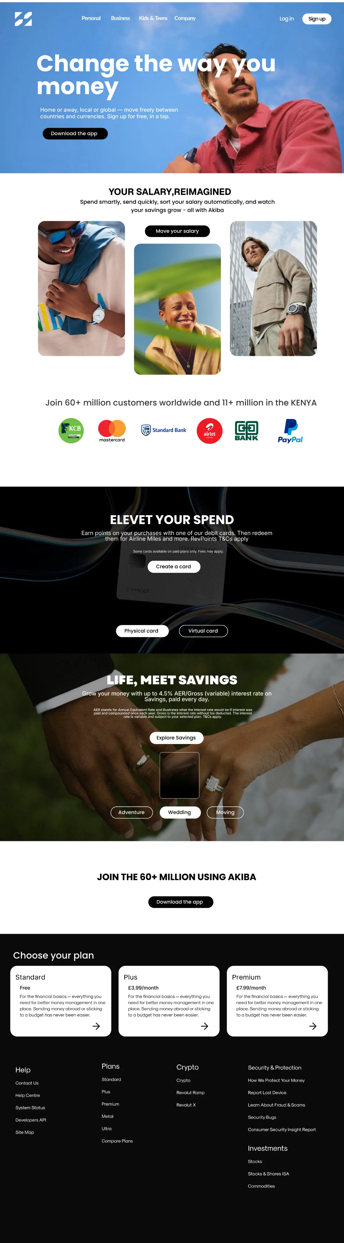Akiba fintech website UI/UX and web design by Stanley N.: full-page design